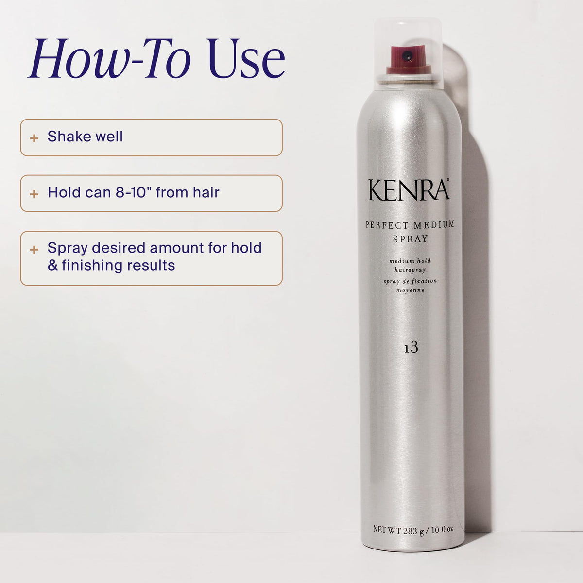 Kenra Professional Perfect Medium Spray 10 oz in use on styled hair