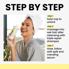 Kenra Triple Repair Conditioner with a towel and hairbrush