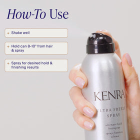 Kenra Ultra Freeze Spray 30 back view displaying ingredients