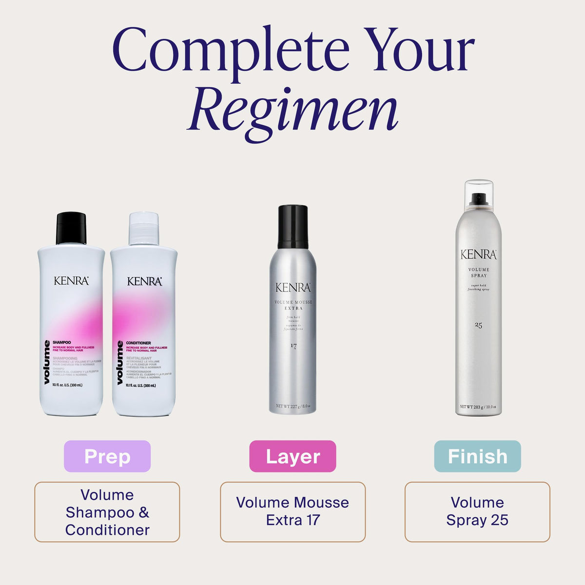 Kenra Volume Spray 25 in hand for styling