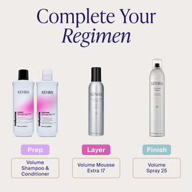 Kenra Volume Spray 25 in hand for styling
