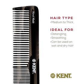KENT 16T Black Graphite Hair Comb close-up of teeth