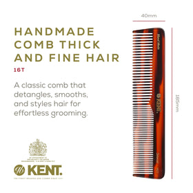 KENT 16T Tortoise Comb side view showcasing its length