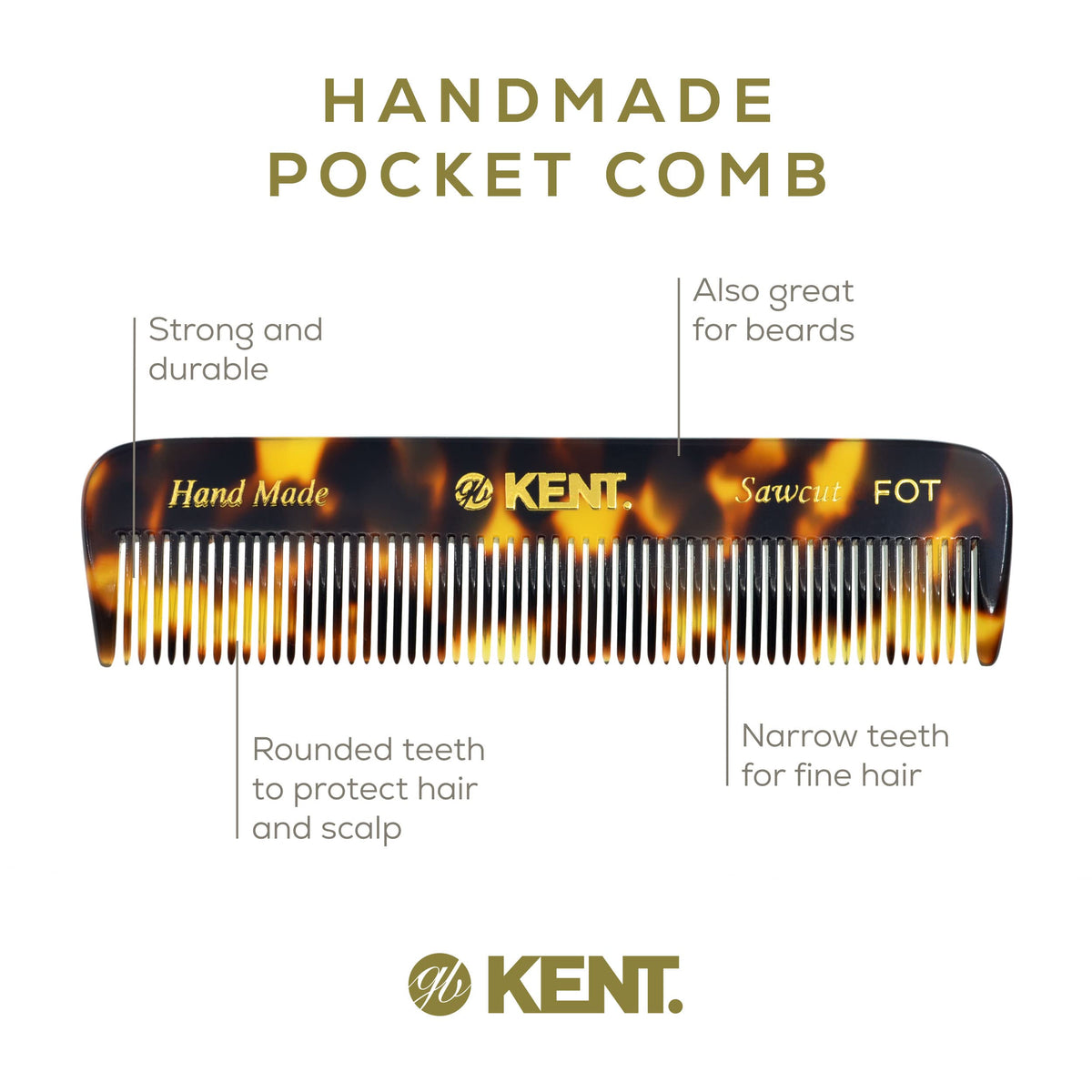 KENT Fine Tooth Comb 4.5 Inch in a pocket