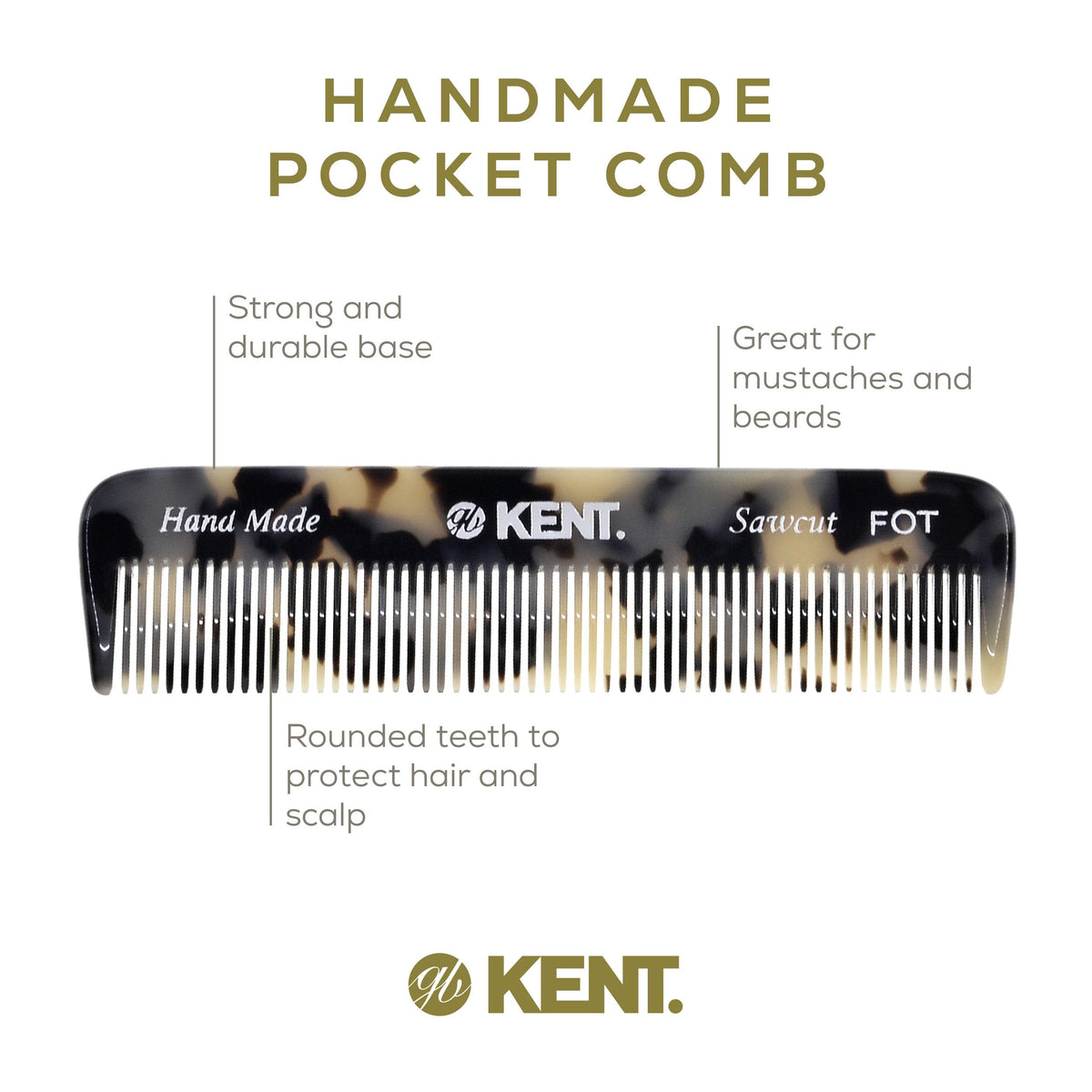 KENT Fine Tooth Comb on a wooden surface