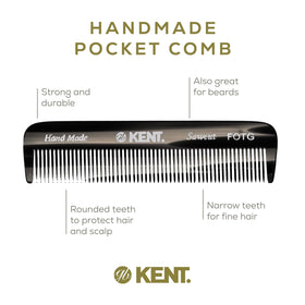 KENT Fine Tooth Comb on a wooden table with grooming accessories