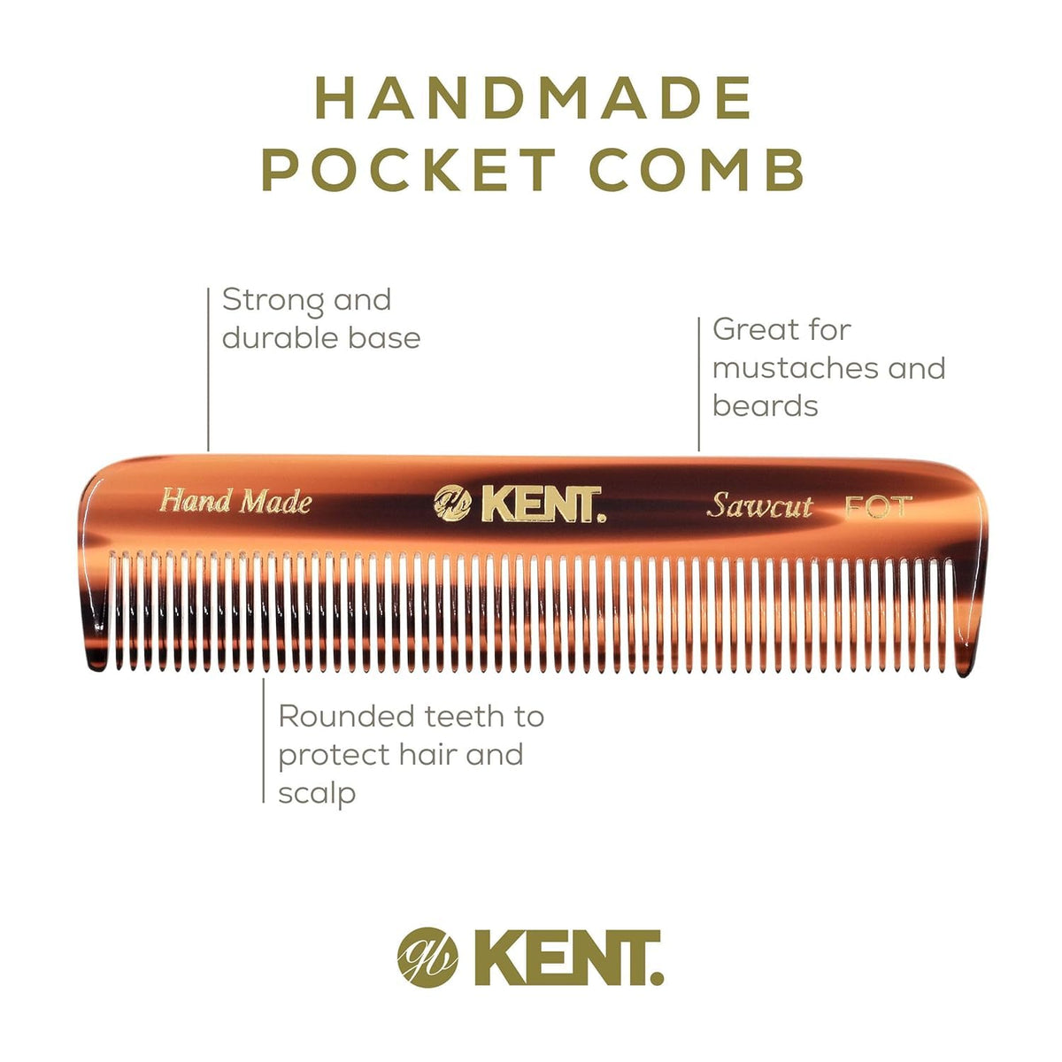 KENT Pocket Comb on a wooden surface