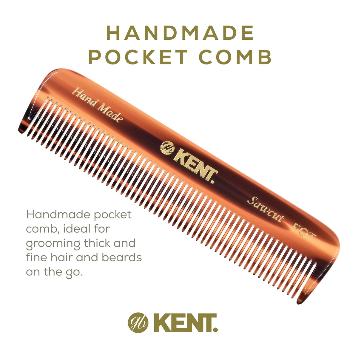 KENT Tortoise Fine Tooth Comb in pocket for travel convenience
