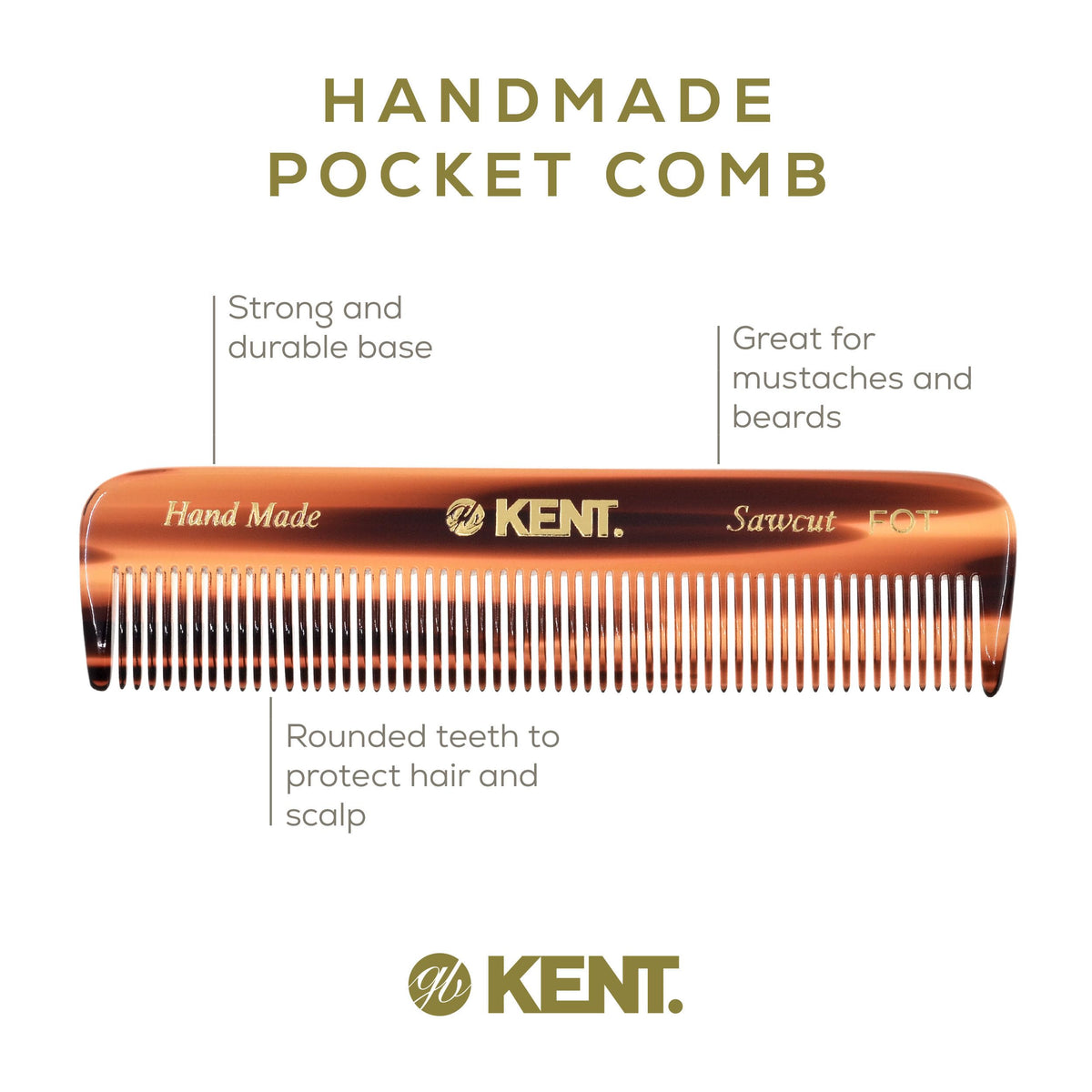 KENT Tortoise Fine Tooth Comb with packaging details