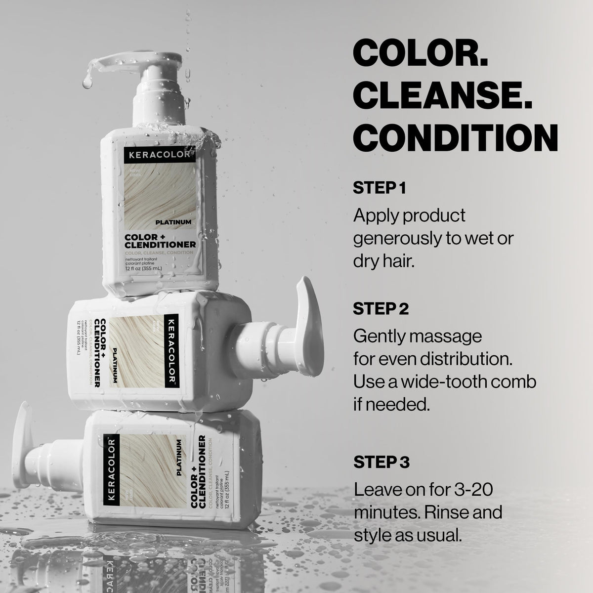 KERACOLOR Color + Clenditioner Platinum in use with vibrant hair