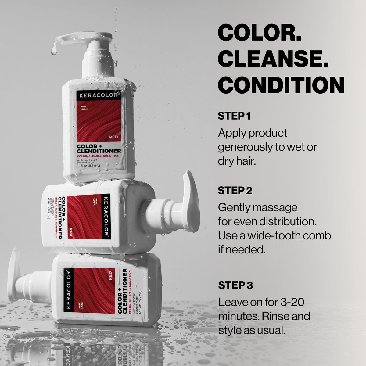 KERACOLOR Color + Clenditioner Red with hairbrush and towel