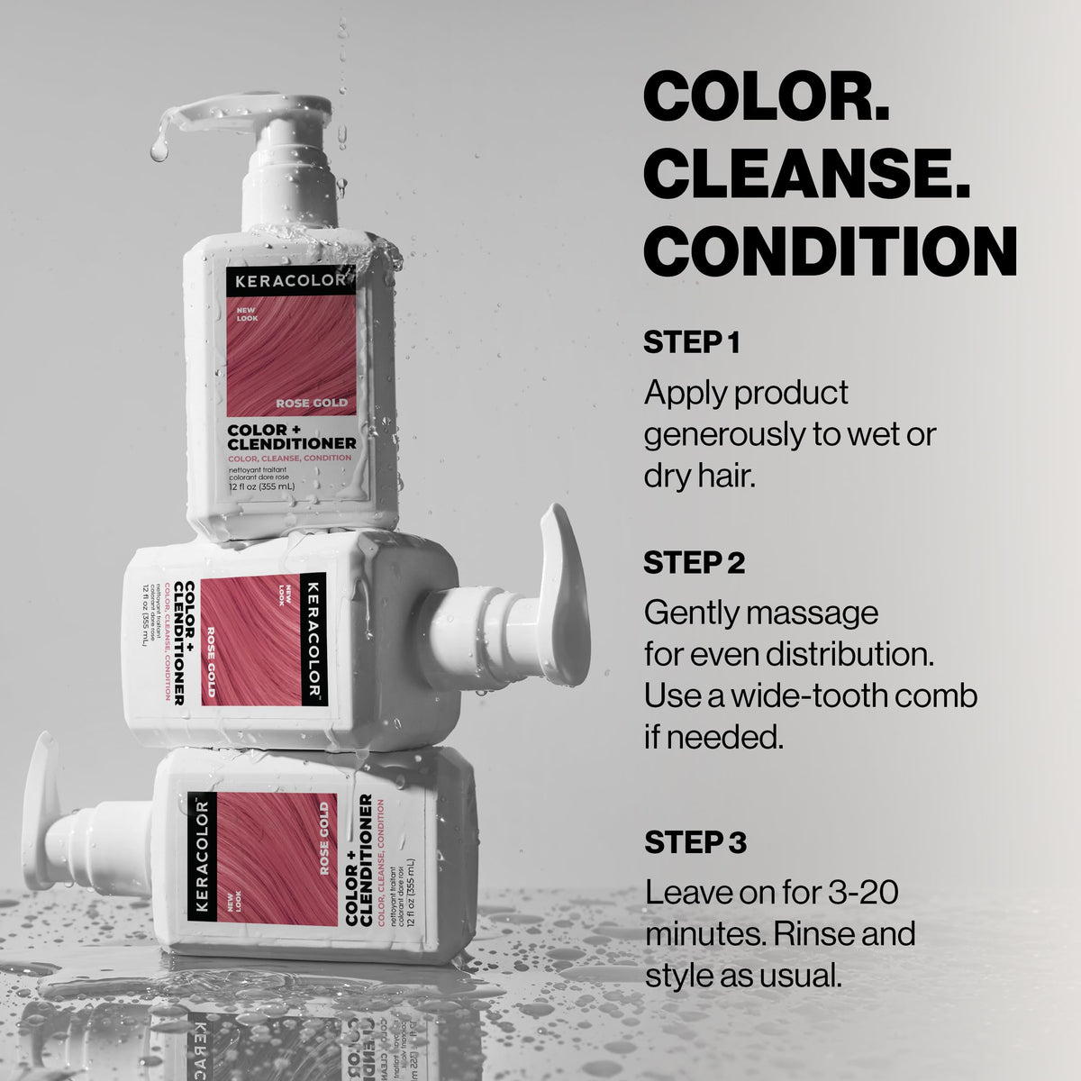 KERACOLOR Color + Clenditioner Rose Gold in use on vibrant hair