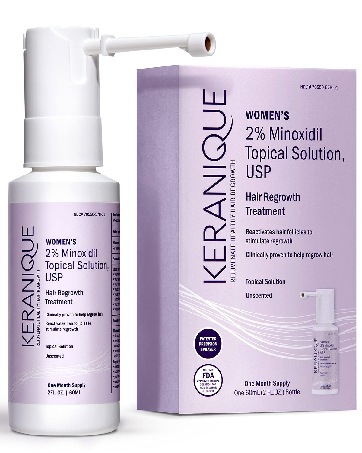 Keranique Hair Regrowth 2% Minoxidil Spray front view