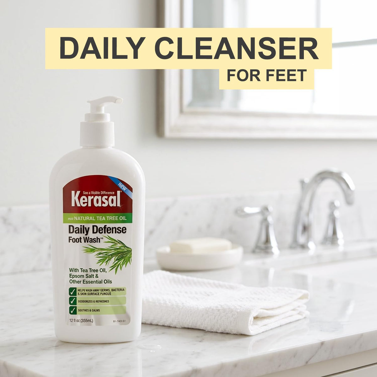 Kerasal Daily Defense Foot Wash bottle with pump