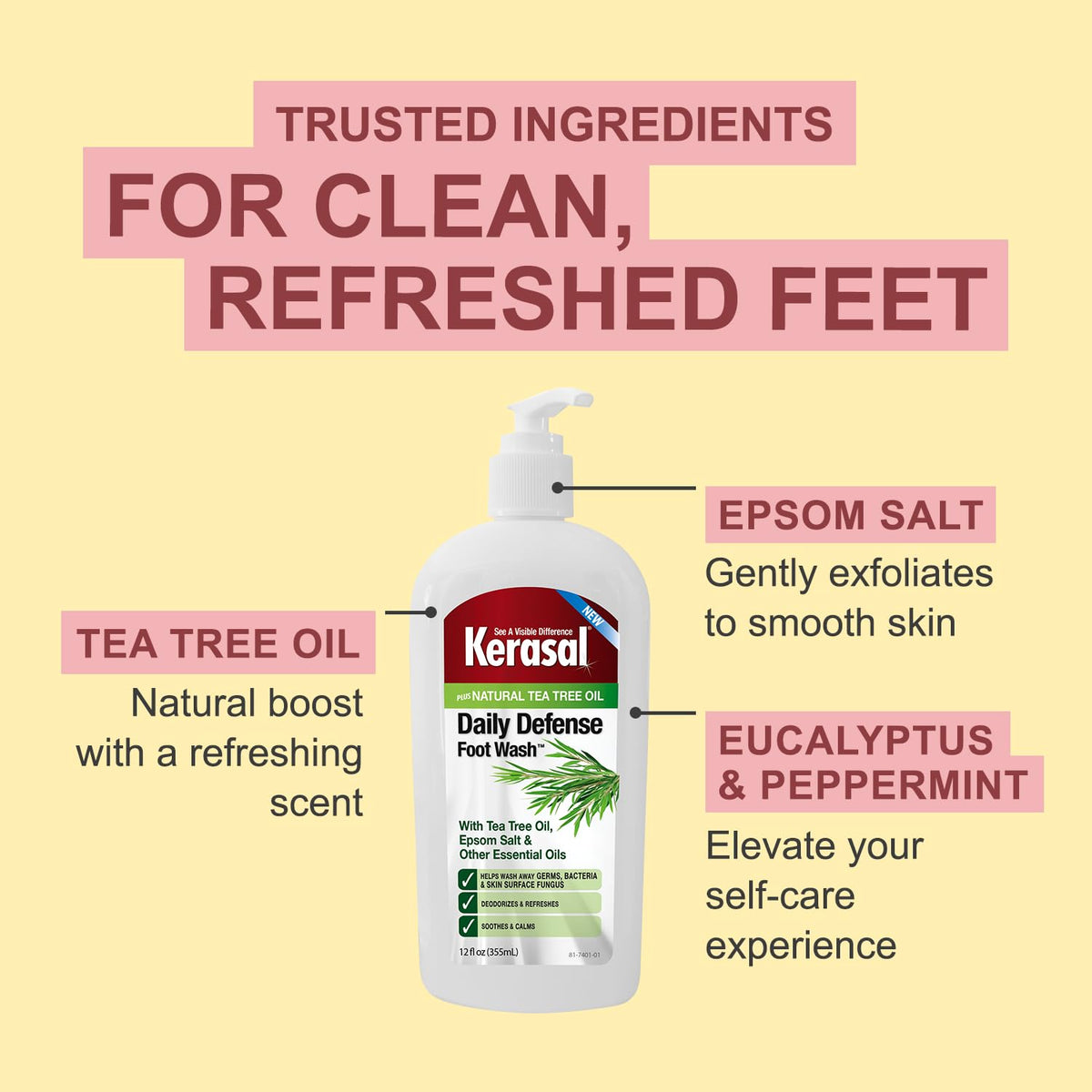 Kerasal Daily Defense Foot Wash in shower setting