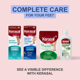 Kerasal Intensive Foot Repair Cream on a bathroom shelf