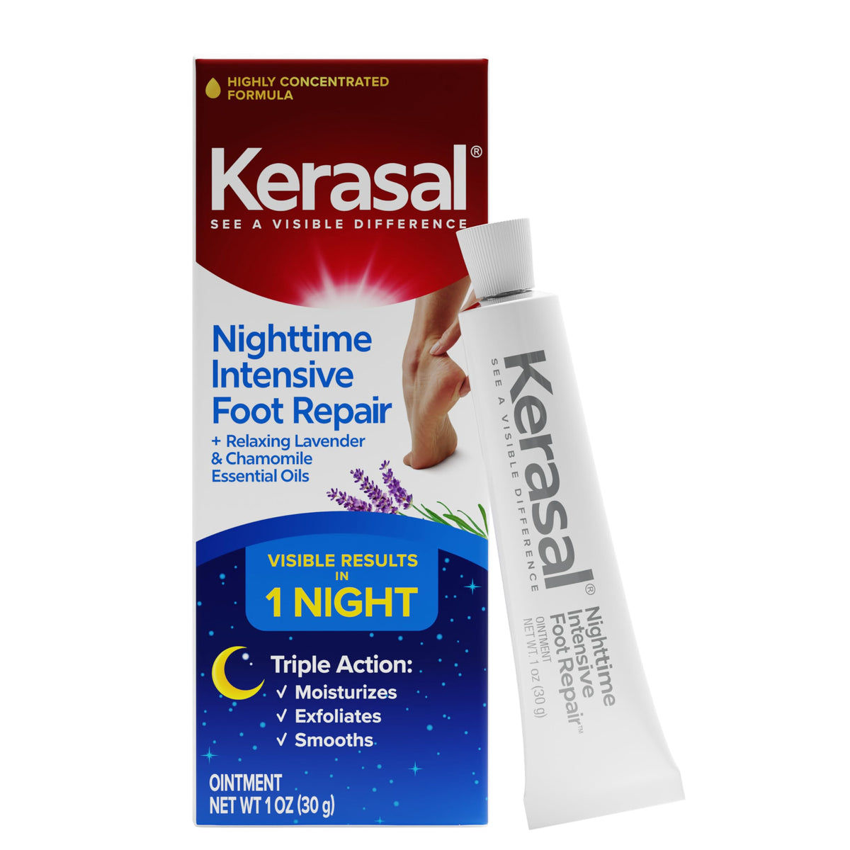 Kerasal Nighttime Intensive Foot Repair 1 oz front view