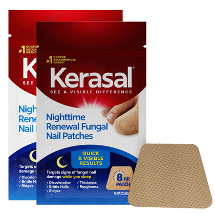 Kerasal Nighttime Nail Renewal Patches front view with packaging