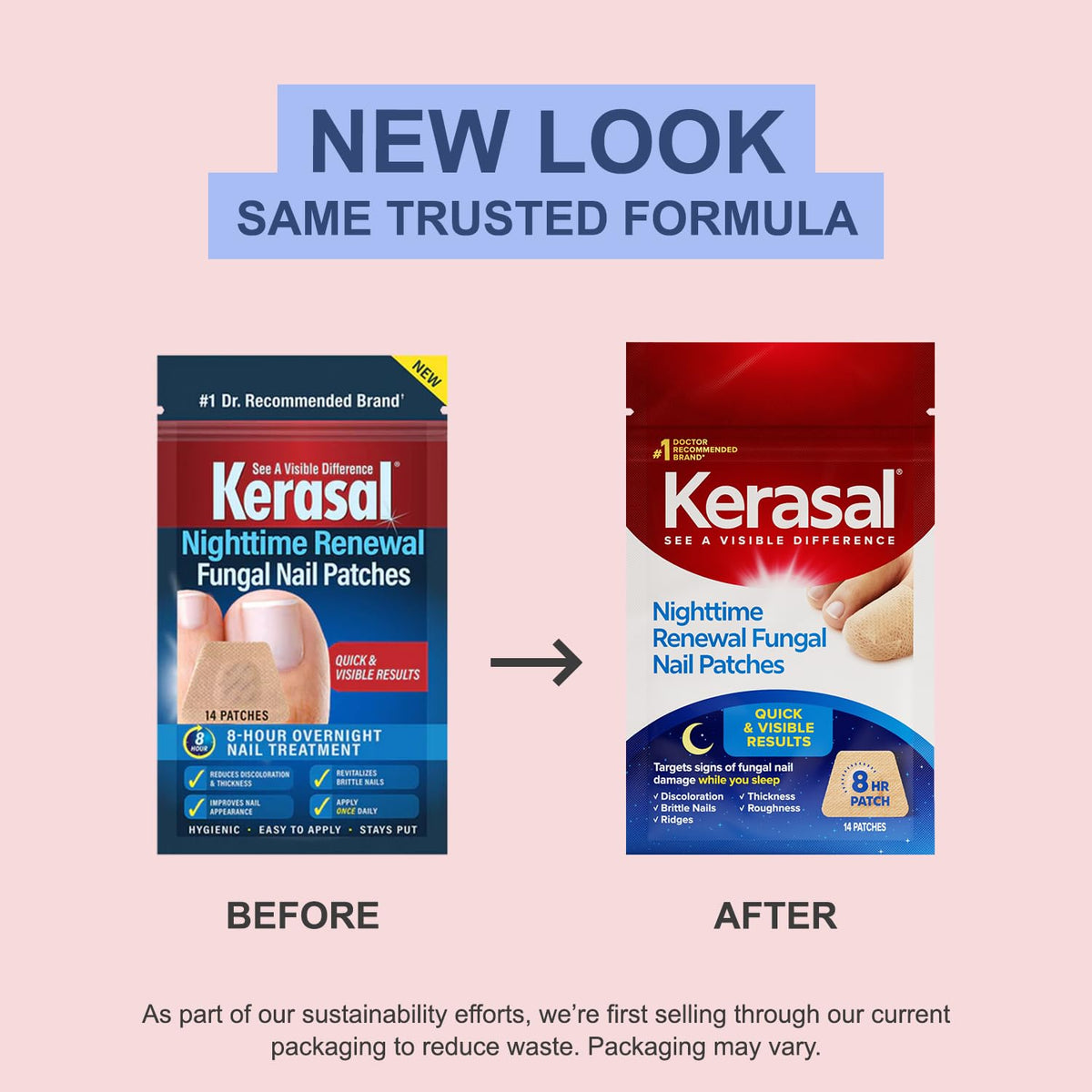 Kerasal Nighttime Nail Renewal Patches on a bedside table