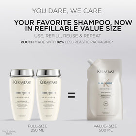 KÉRASTASE Densifique Shampoo refill pouch on a shelf