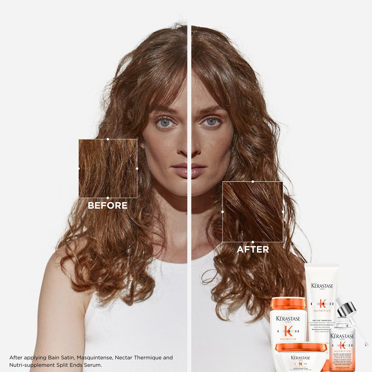 KÉRASTASE Nutritive Nectar Thermique Cream application on hair
