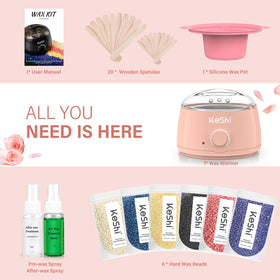 KeShi Waxing Kit hard wax beans in pink packaging