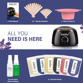KeShi Waxing Kit includes 6 bags of hard wax beans