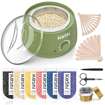 KeShi Waxing Kit with green wax warmer and accessories