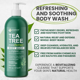 KESMEDIK Tea Tree Body Wash side view showing packaging details