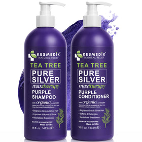 KESMEDIK Tea Tree Purple Shampoo and Conditioner Set front view