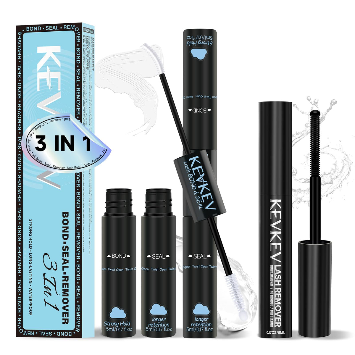 KevKev Lash Cluster Glue Remover Kit front view with packaging