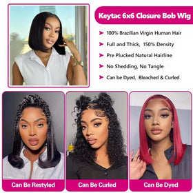 Keytac Bob Wig 10 Inch side view showing natural hairline