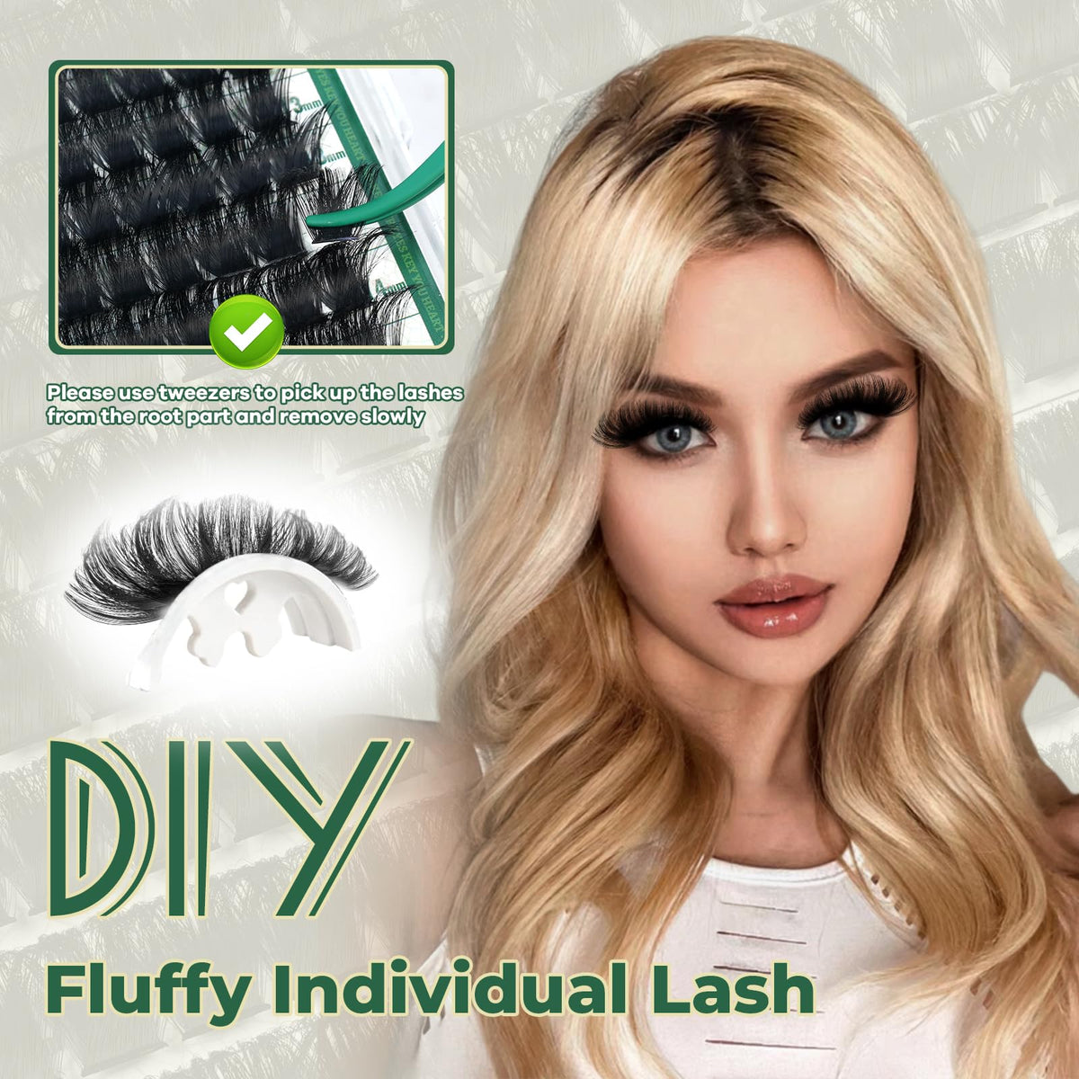 KEYYOU 200D Lash Clusters in various styles on display