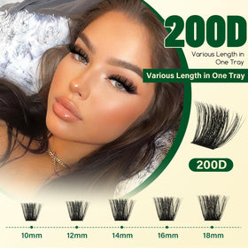 KEYYOU 200D Lash Clusters Kit contents laid out
