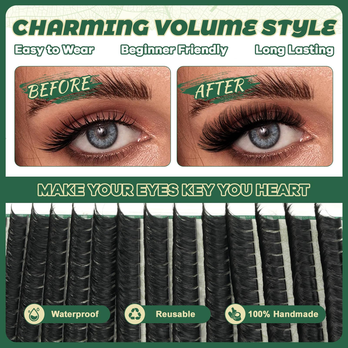 KEYYOU 200D Lash Clusters on model showcasing dramatic look