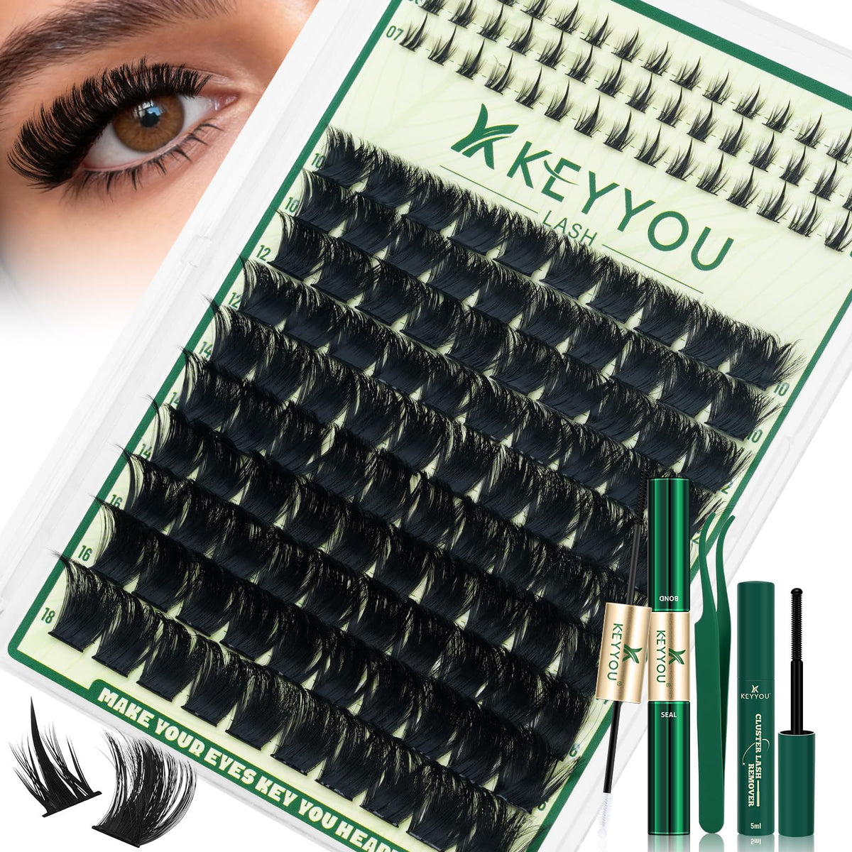 KEYYOU 300D Lash Clusters Kit packaging front view
