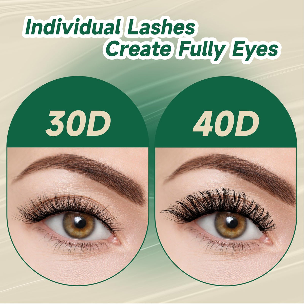 KEYYOU 30D40D Lash Clusters demonstrating natural look on model