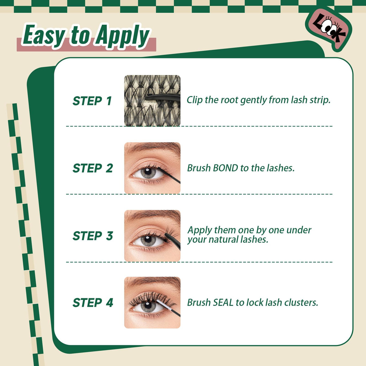 KEYYOU 30D40D Lash Clusters with adhesive for application