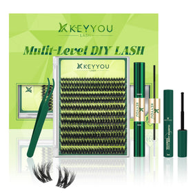 KEYYOU 3D Effect V3D01 Lash Clusters Kit front view with bond and seal