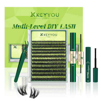 KEYYOU 3D Effect V3D01 Lash Clusters Kit front view with bond and seal