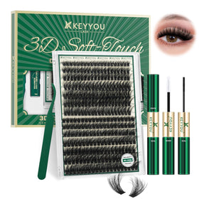 KEYYOU 3D Volume Lash Clusters Kit with tools and accessories