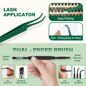 KEYYOU 50D Lash Extension Kit with lash clusters brush