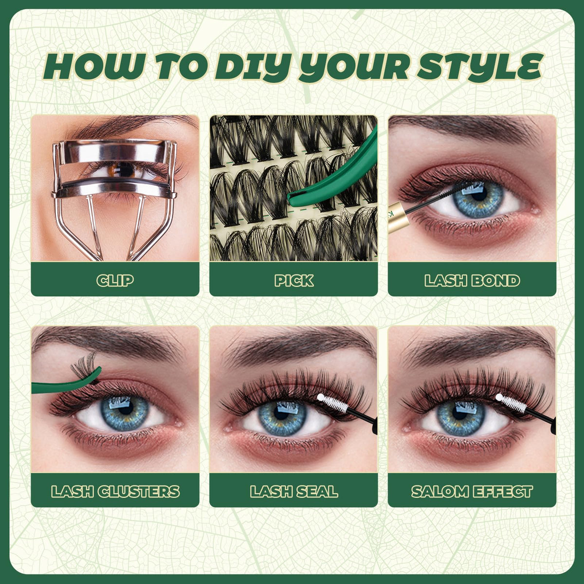KEYYOU 60D Lash Clusters D Curl application tools