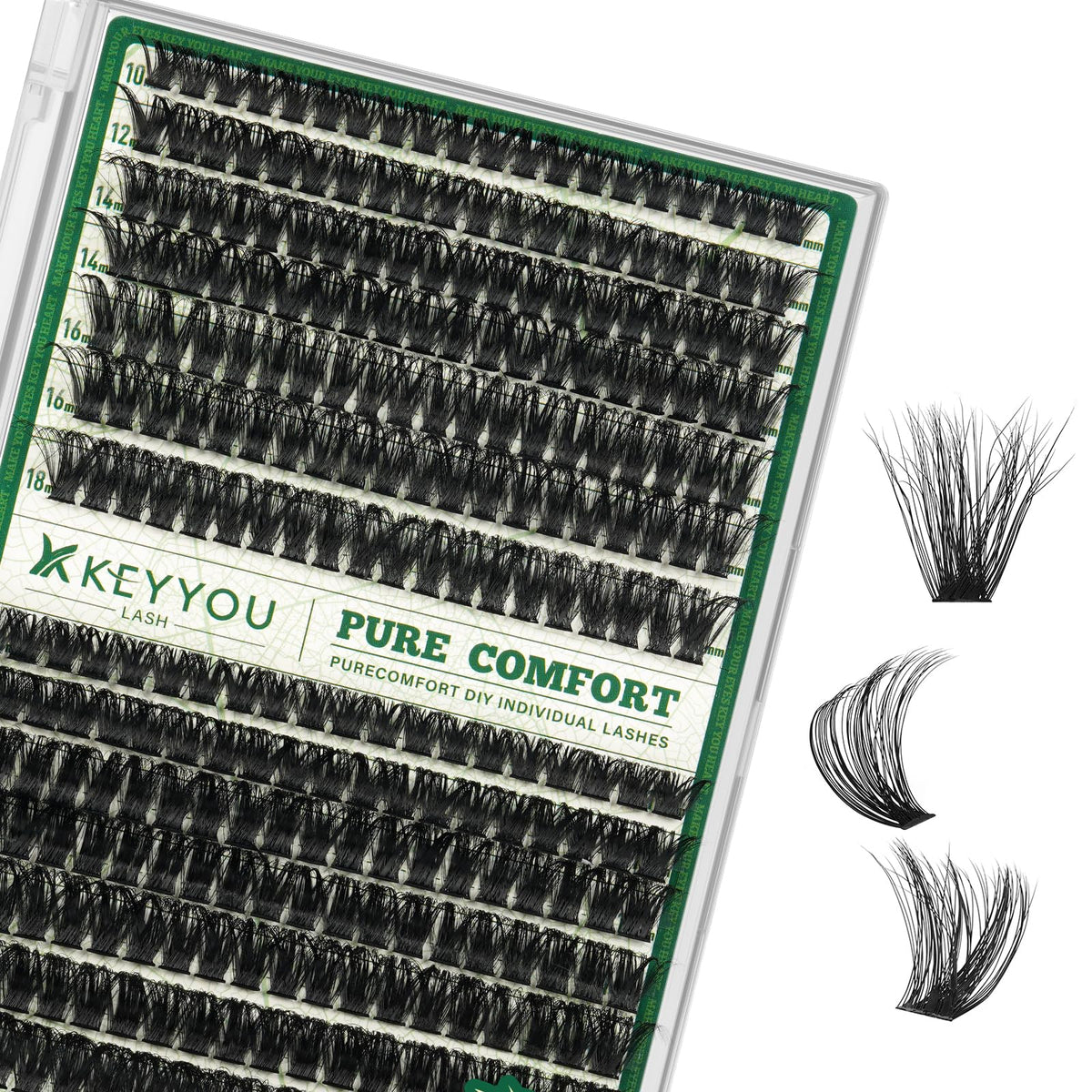 KEYYOU 80D & 100D Lash Clusters front view with packaging