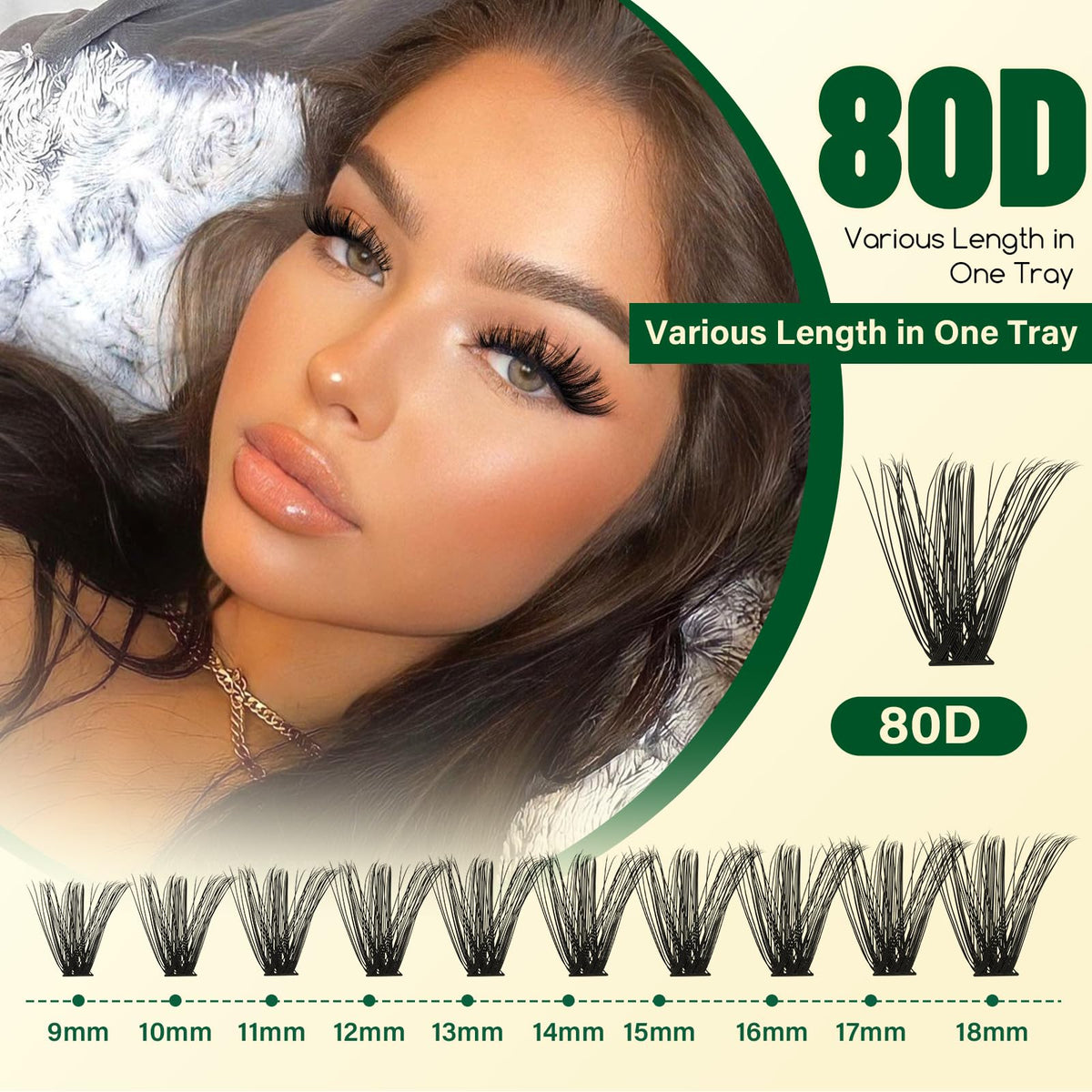 KEYYOU 80D Lash Clusters applied on model's eyes