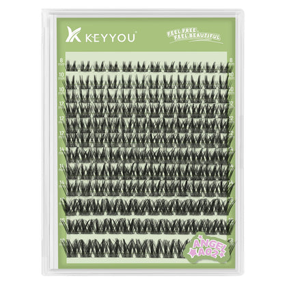 KEYYOU Angel A02 Lash Clusters front view with mixed lengths