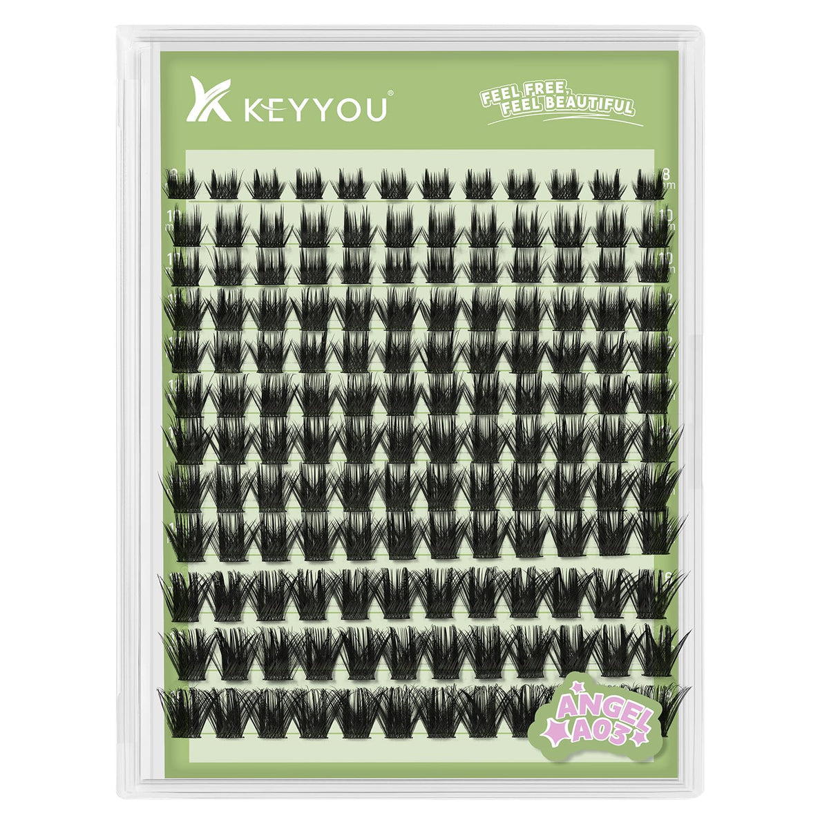 KEYYOU Angel A03 Lash Clusters front view in packaging