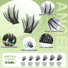 KEYYOU Angel A03 Lash Clusters showing mixed lengths of 8-18mm