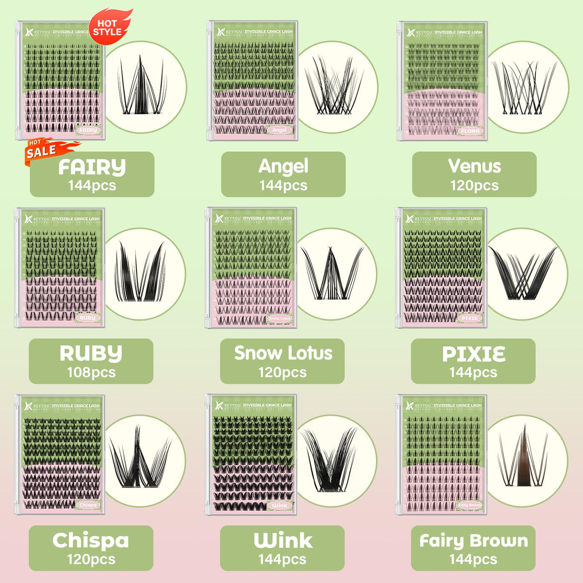 KEYYOU Angel Lash Clusters Kit side view