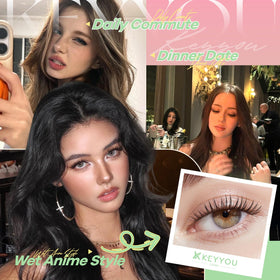 KEYYOU Aurora Lash Clusters C Curl 10MM close-up on lash line